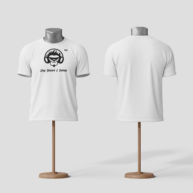 Adults White Cotton & Microfiber with Black Blessed & Badass logo