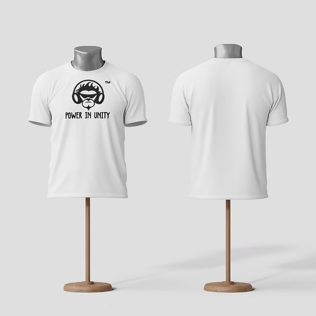 Adults White Cotton and Microfiber with Black Power In Unity logo