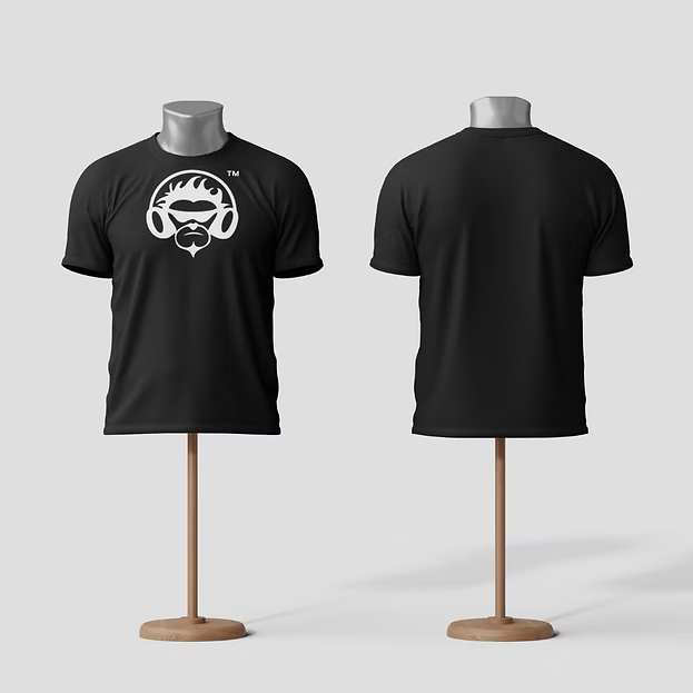 Unisex Black microfiber, large print, white logo