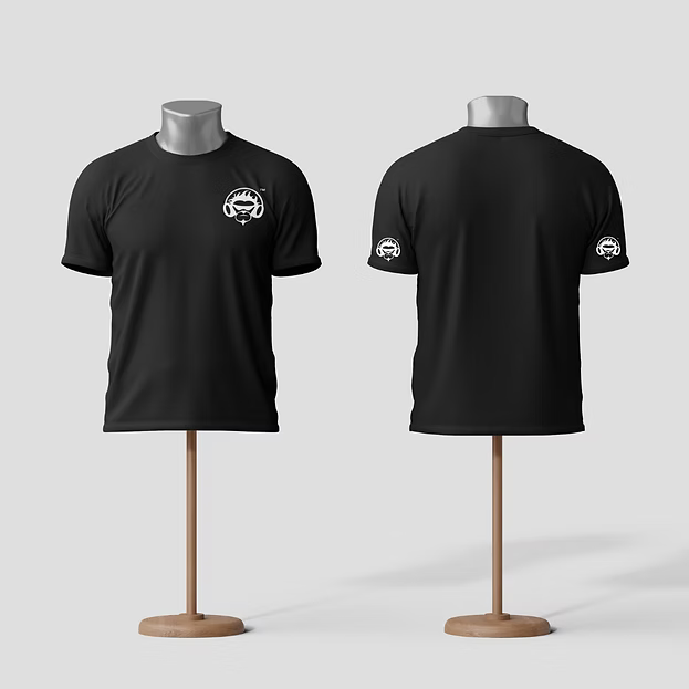 Unisex Black Microfiber Small Print With White Logo