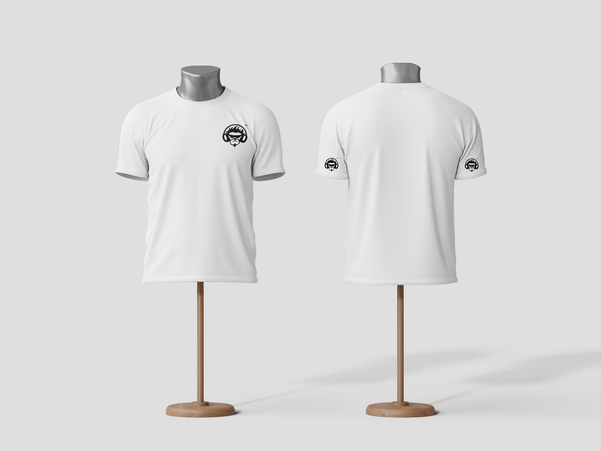 Unisex white microfiber B/A small with black logo