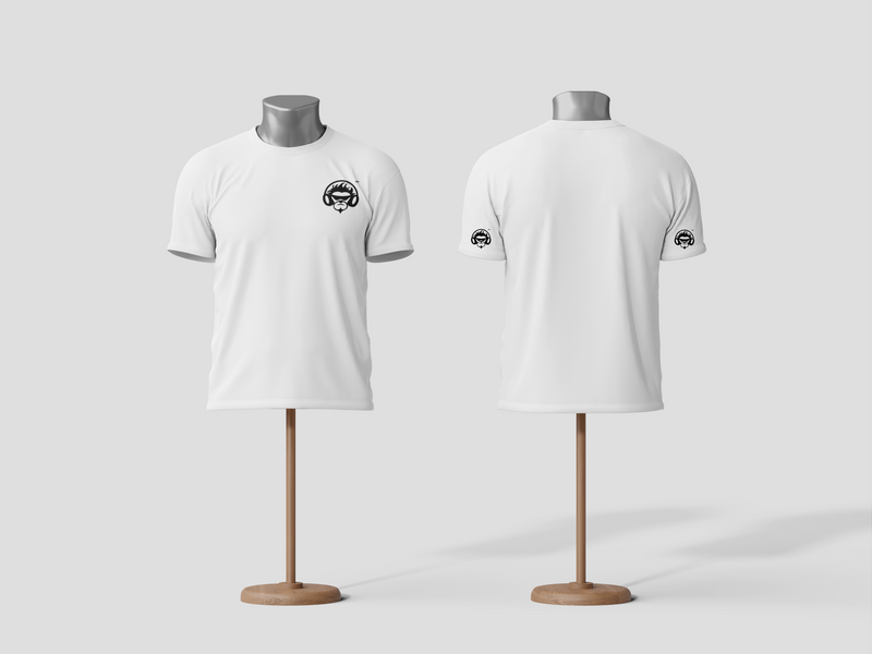 Unisex white microfiber B/A small with black logo